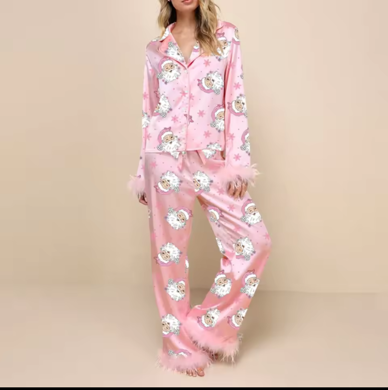 Pijama de navidad manga larga con pelusa