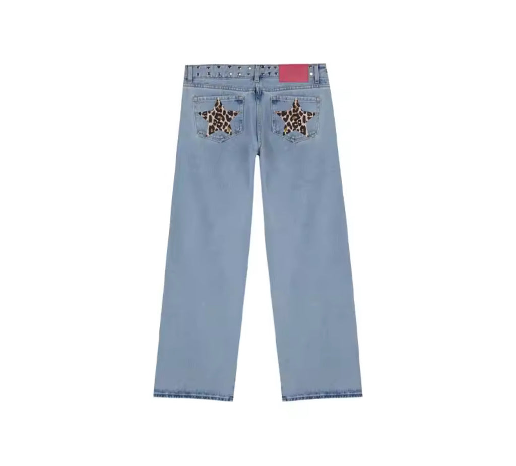 Jeans azul con estrellas cheetah